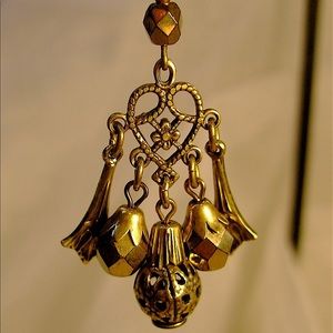 Antique SolidBrass VintageGlass Leverback Dangles